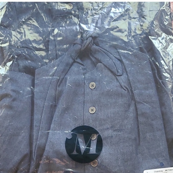 NWT Modcloth Retro Renewal Chambray Cropped Dark Blue Blouse Sz Small - Picture 6 of 6